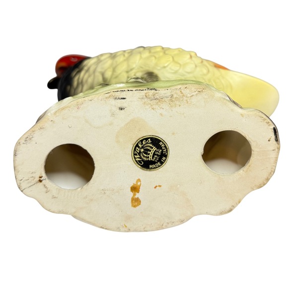 Duck Wales Redhead Ceramic Red Orange Black Green Japan Vintage - Picture 6 of 8